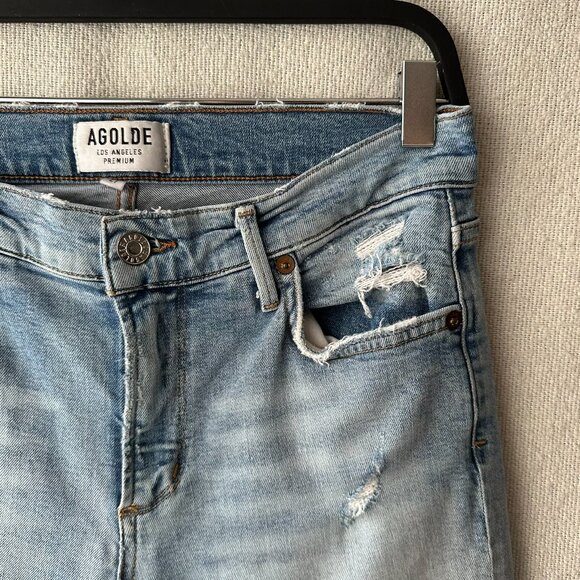 AGOLDE Sophie Crop Jean Chewed Hem Denim Pants US 27 Light Wash - Picture 7 of 15